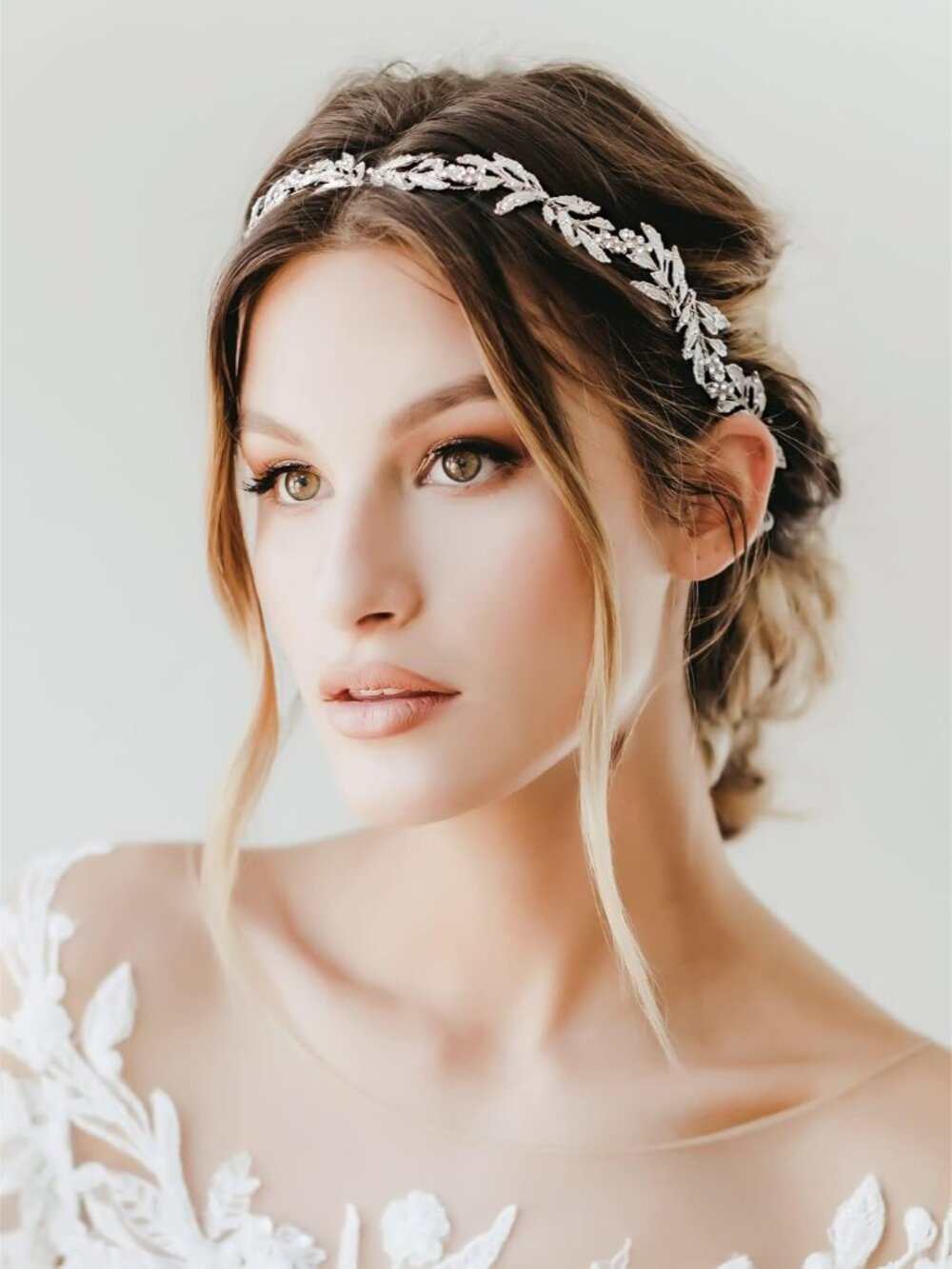 Leaf Wedding Headpieces for Bride Silver Bridal Headband Flower Girl Headpiece H - Picture 5 of 7